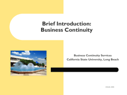 Business Continuity - California State University, Long Beach
