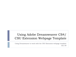 Macromedia Dreamweaver 4 - Colorado State University Extension