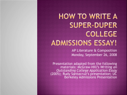 How to Write a Super-Duper College Admissions Essay!
