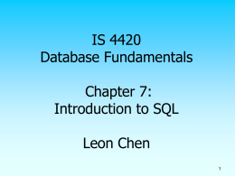 Introduction to SQL - University of Utah