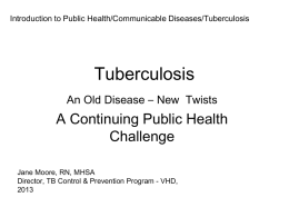 Tuberculosis – Old Disease, New Disease
