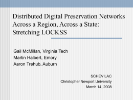 Distributed Digital Preservation Networks Across a Region