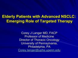 Elderly and Performance Status 2 Patients With Advanced NSCLC