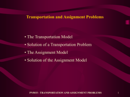Transportation, Transshipment, and Assignment Problems