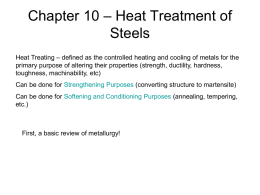 Chapter 10 – Heat Treatment of Steels