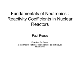 Fundamentals of Neutronics : Reactivity Coefficients in