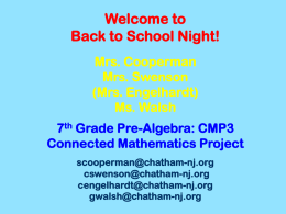 Welcome to Back to School Night! Ms. Stambouly 7th Grade
