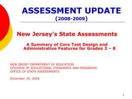 New Features NJ ASK Mathematics Grades 5-8