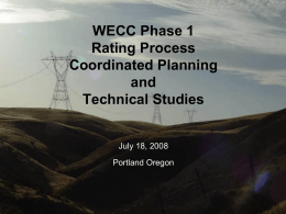 WECC Phase 1 Rating Process Study Coordination
