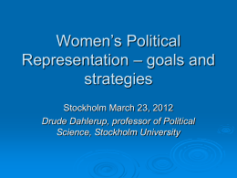 Women’s Political Representation – goals and strategies