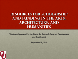 Resources for Scholarship and Funding in the Arts