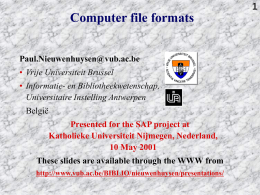 Computer file formats - Vrije Universiteit Brussel