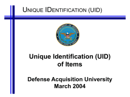 DoD Vision for Item Marking and Valuation