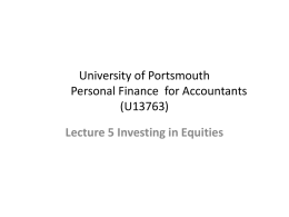 University of Portsmouth Personal Finance for Accountants