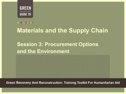 Materials and the Supply Chain SESSION 3 – Procurement