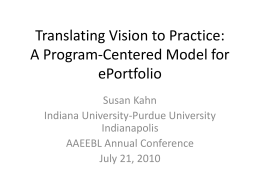 Translating Vision to Practice: A Program