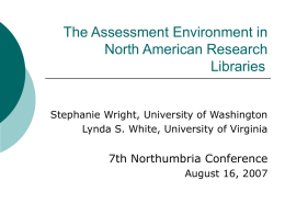 The Assessment Environment in North American Research