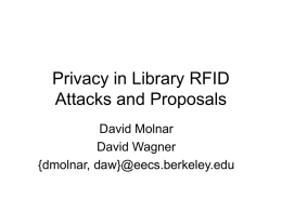 Security and Privacy in Library RFID: Issues, Practices