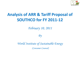 Analysis of ARR & Tariff Proposal of SOUTHCO for FY 2010-11