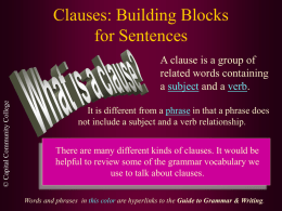 Clauses: Building Blocks for Sentences