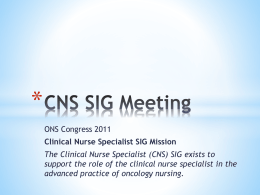 CNS SIG Meeting