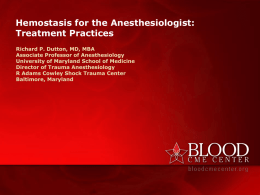 Hemostasis for the Anesthesiologist