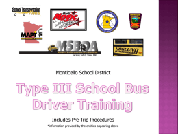 Type III Vehicle Pre-Trip