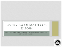 Overview of Math COE 2013-2014