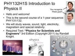 PHY132 Introduction to Physics II