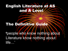 English Literature at AS and A Level The Definitive Guide