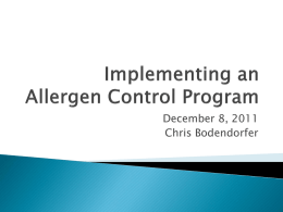 Implementing an Allergen Control Program