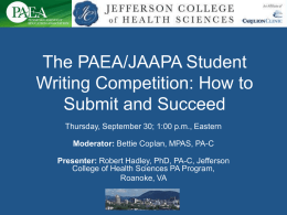 The PAEA/JAAPA Student Writing Competition: How to Submit