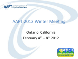 AAPT 2012 Winter Meeting