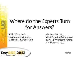UBGP18 Where do the Experts Turn for Answers?