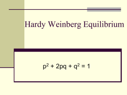 Hardy Weinberg Equilibrium - Salisbury Composite High School