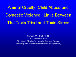 A Toxic Triad: Animal Cruelty, Child Abuse and Domestic