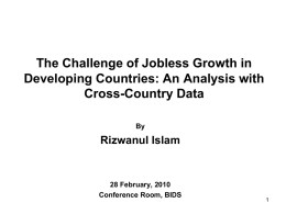 The Challenge of Jobless Growth in Developing Countries