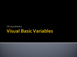 Visual Basic Variables - School of Computing Homepage