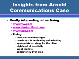 Insights from Arnold Communications Case