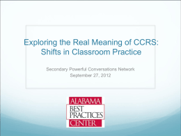 Exploring the Real Meaning of CCRS: Shifts in Classroom