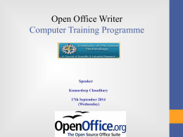 Open Office Writer Computer Training Programme