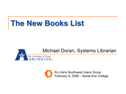 The New Books List - University of Texas at Arlington