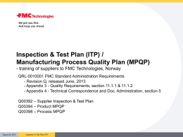 ITP – Inspection & Test Plan