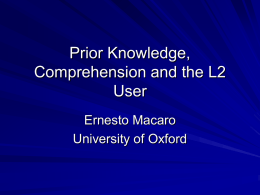 Prior Knowledge, Comprehension and the L2 User