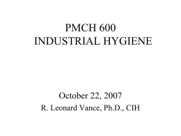 INTRODUCTION TO INDUSTRIAL HYGIENE
