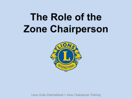 The Role of the Zone Chairperson