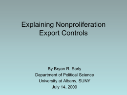 Multilateral Nonproliferation Efforts: Export Control