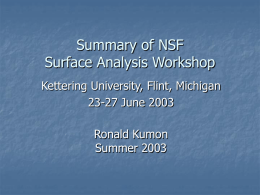 Summary of NSF Surface Analysis Workshop