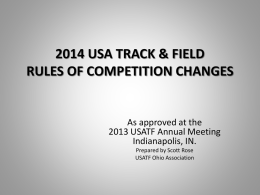 2014 USA TRACK & FIELD RULES OF COMPETITION CHANGES