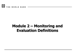 Module 9 – Specific Aspects of the Evaluation of a Project